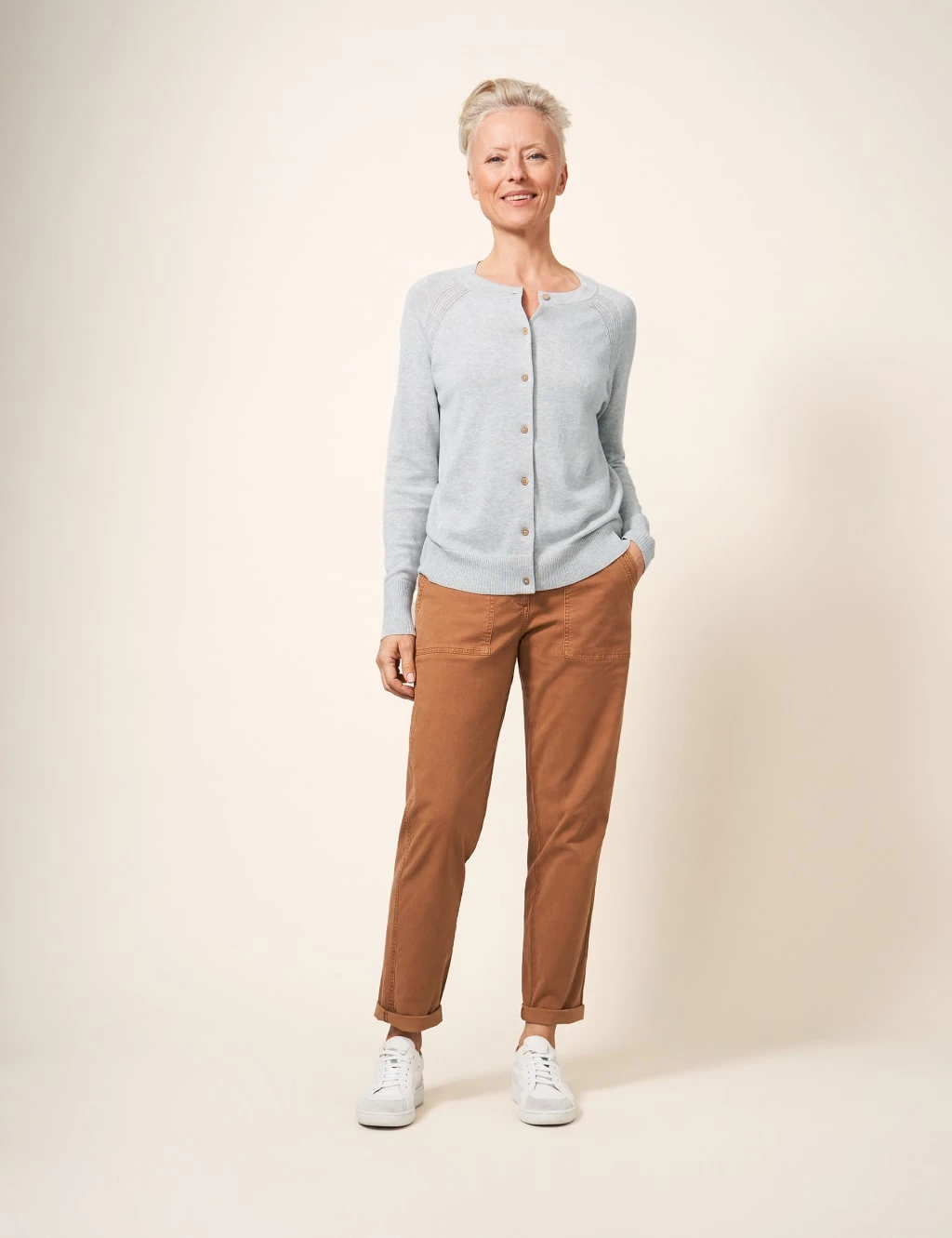 WHITE STUFF Pure Cotton Crew Neck Cardigan 5 WHITE STUFF Pure Cotton Crew Neck Cardigan - Image 5