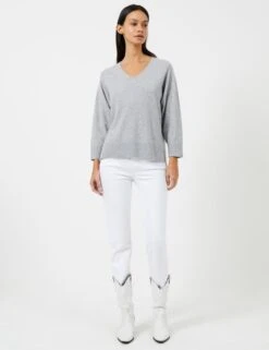 French Connection Textured V-Neck Relaxed Jumper With Wool