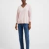 French Connection Textured V-Neck Stepped Hem Jumper With Wool