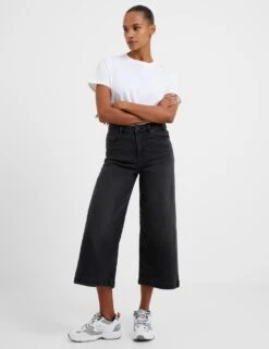 French Connection High Waisted Wide Leg Cropped Jeans