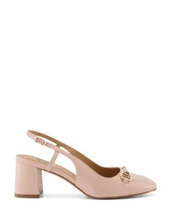 Dune London Leather Block Heel Pointed Slingback Shoes