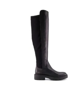 Dune London Leather Cleated Flatform Knee High Boots