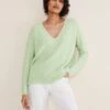 Ribbed V-Neck Relaxed Jumper