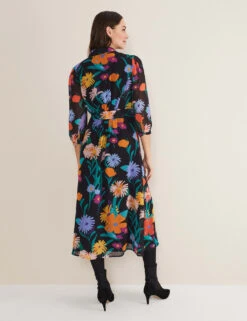 Floral Tie Waist Midi Shirt Dress -Cyberjammies Store MS 10 T83 8087T Y4 X EC 4