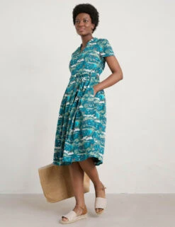 Organic Cotton Printed V-Neck Skater Dress