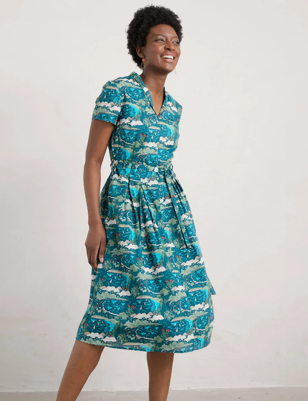 Organic Cotton Printed V-Neck Skater Dress 3 Organic Cotton Printed V-Neck Skater Dress - Image 3