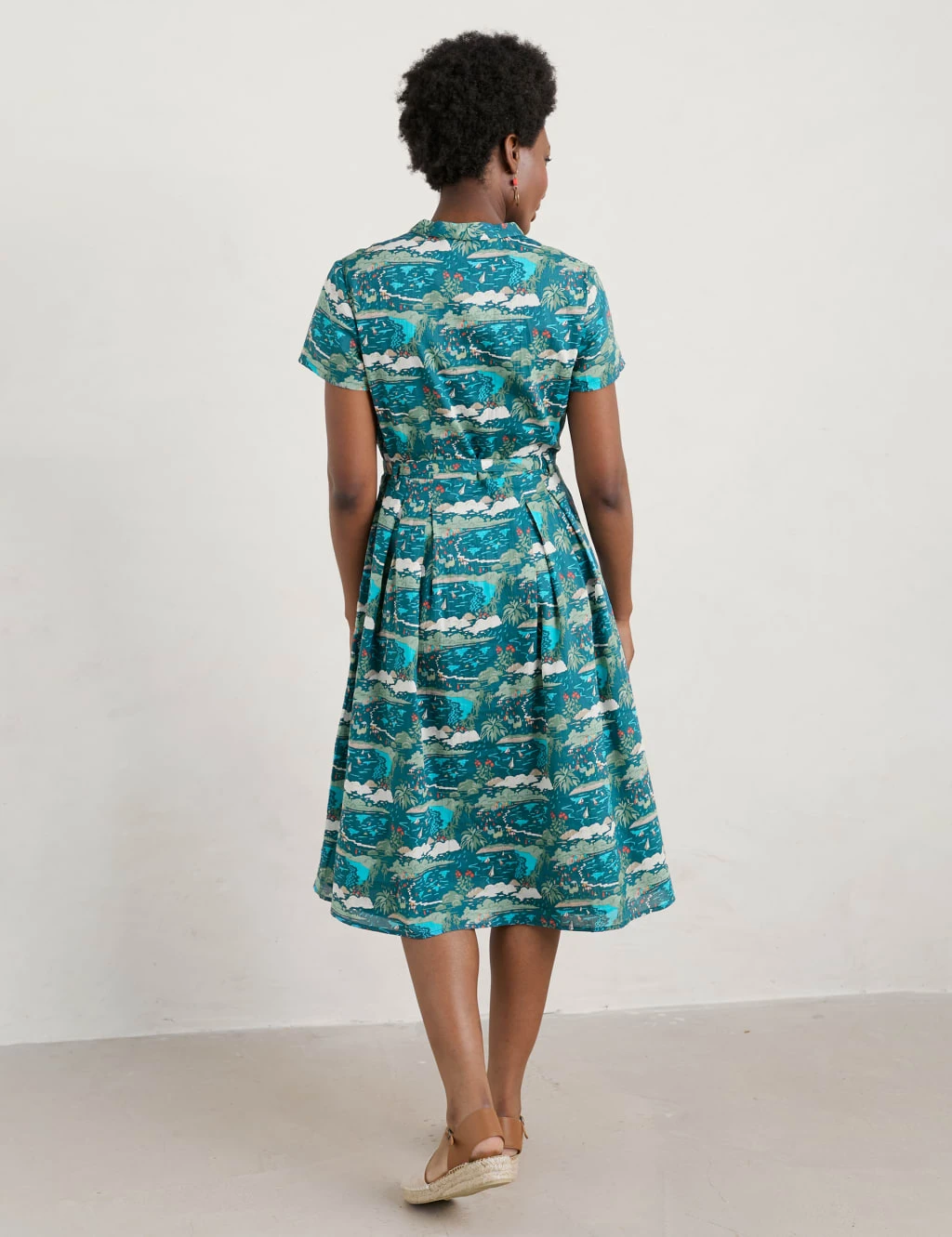 Organic Cotton Printed V-Neck Skater Dress 4 Organic Cotton Printed V-Neck Skater Dress - Image 4