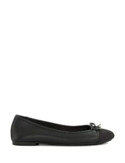 Dune London Leather Bow Flat Ballet Pumps