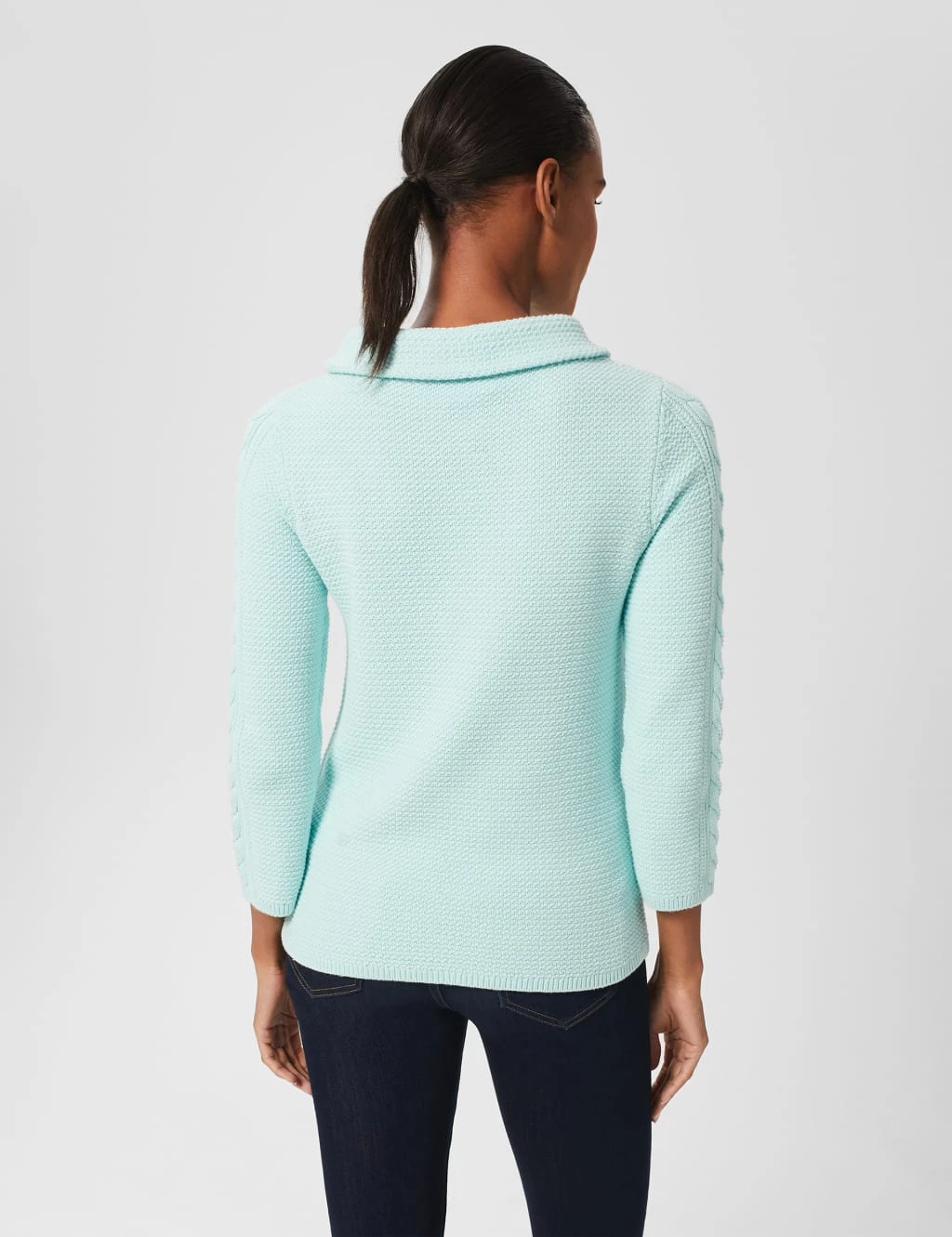 Pure Cotton Cable Knit Funnel Neck Jumper 3 Pure Cotton Cable Knit Funnel Neck Jumper - Image 3