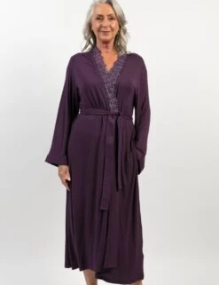 Cyberjammies Modal Rich Lace Trim Long Dressing Gown