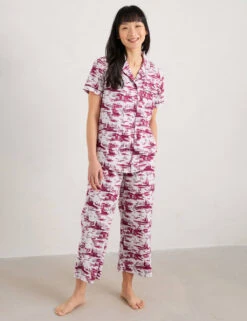 Pure Cotton Printed Cropped Pyjama Set