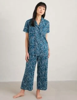 Pure Cotton Printed Cropped Pyjama Set