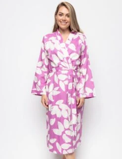 Cyberjammies Cotton Modal Petal Print Long Dressing Gown