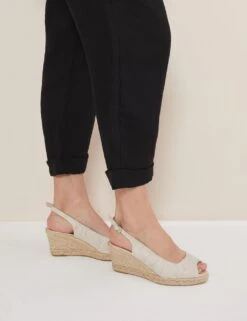 Canvas Wedge Peep Toe Espadrilles