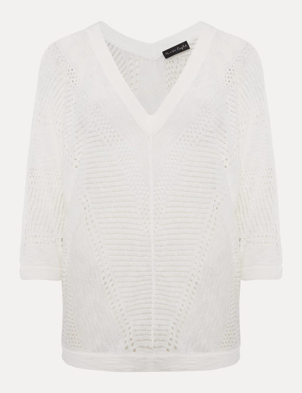 Linen Rich Pointelle V-Neck Jumper 2 Linen Rich Pointelle V-Neck Jumper - Image 2