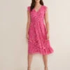 Floral V-Neck Ruffle Knee Length Tea Dress