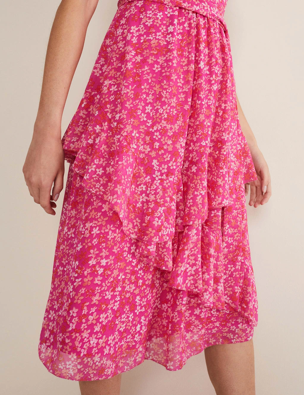 Floral V-Neck Ruffle Knee Length Tea Dress 5 Floral V-Neck Ruffle Knee Length Tea Dress - Image 5