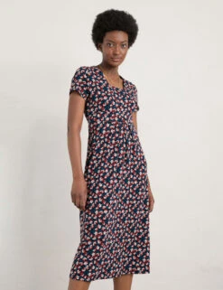Floral V-Neck Midi Waisted Dress -Cyberjammies Store MS 10 T83 8866T F4 X EC 1