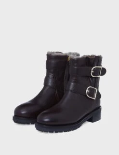 Leather Biker Buckle Block Heel Ankle Boots -Cyberjammies Store MS 10 T83 9096S N0 X EC 1