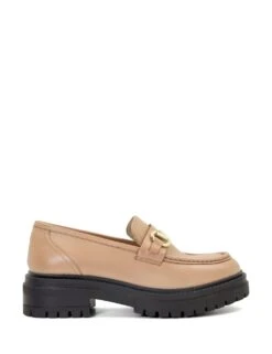 Dune London Leather Chunky Bar Flat Loafers