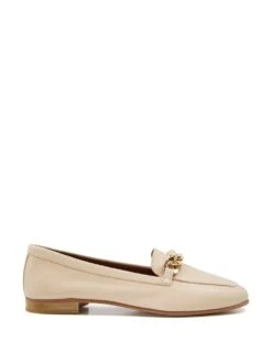 Dune London Leather Chain Detail Flat Loafers