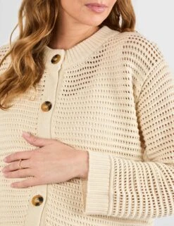 Maternity Cotton Blend Pointelle Cardigan -Cyberjammies Store Maternity Cotton Blend Pointelle Cardigan 2