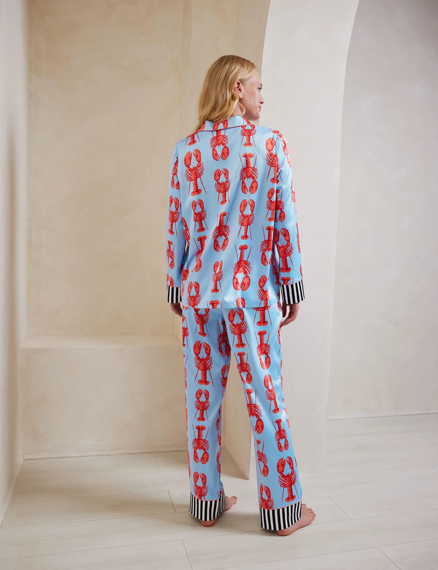 Maternity Satin Lobster Revere Pyjama Set 2 Maternity Satin Lobster Revere Pyjama Set - Image 2