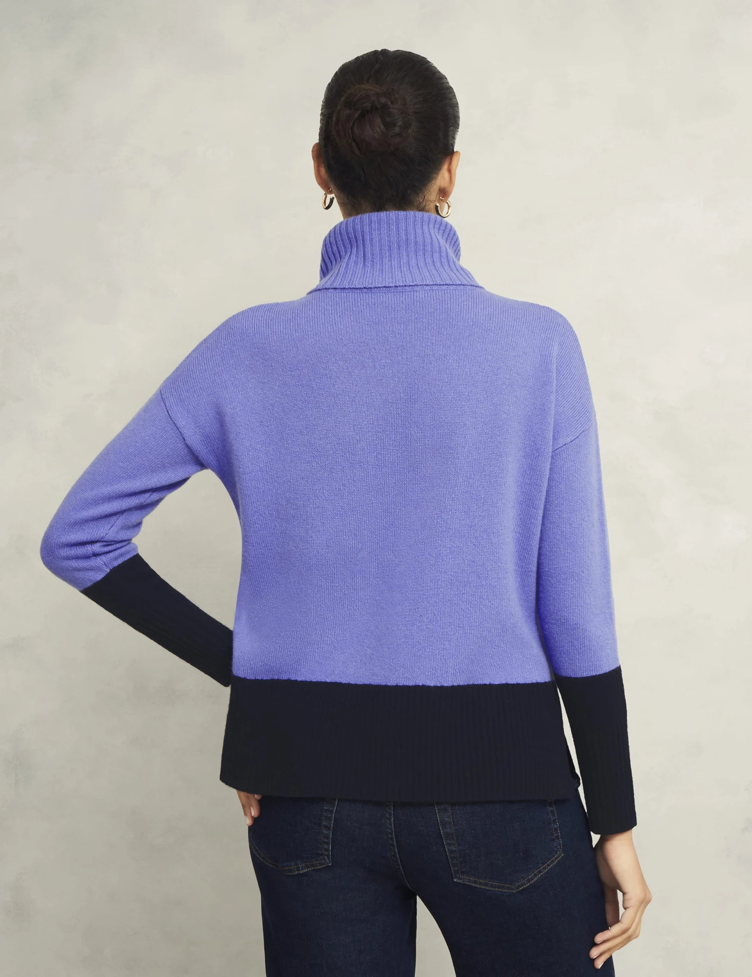 Merino Wool Rich Colour Block Roll Neck Jumper 4 Merino Wool Rich Colour Block Roll Neck Jumper - Image 4