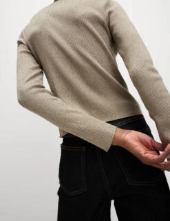 Metallic Crew Neck Slim Fit Cardigan -Cyberjammies Store Metallic Crew Neck Slim Fit Cardigan 4