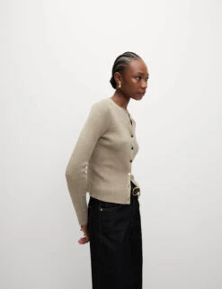 Metallic Crew Neck Slim Fit Cardigan -Cyberjammies Store Metallic Crew Neck Slim Fit Cardigan 5