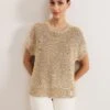 Metallic Textured Round Neck Jumper