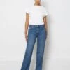 Mid Rise Straight Leg Jeans