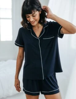 Modal Rich Piped Trim Shortie Set 15 Modal Rich Piped Trim Shortie Set -Cyberjammies Store Modal Rich Piped Trim Shortie Set 3