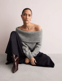 Jaeger Mohair Blend Off The Shoulder Jumper -Cyberjammies Store Mohair Blend Off The Shoulder Jumper 2