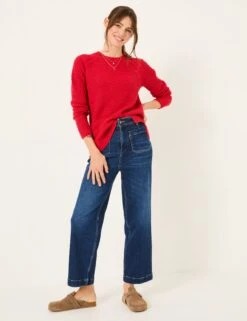 Patterned Textured Crew Neck Jumper