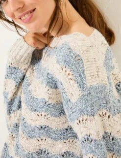 Pointelle Striped Slash Neck Jumper -Cyberjammies Store Pointelle Striped Slash Neck Jumper 3