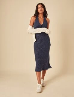 Polka Dot Halter Neck Midaxi Slip Dress -Cyberjammies Store Polka Dot Halter Neck Midaxi Slip Dress 2