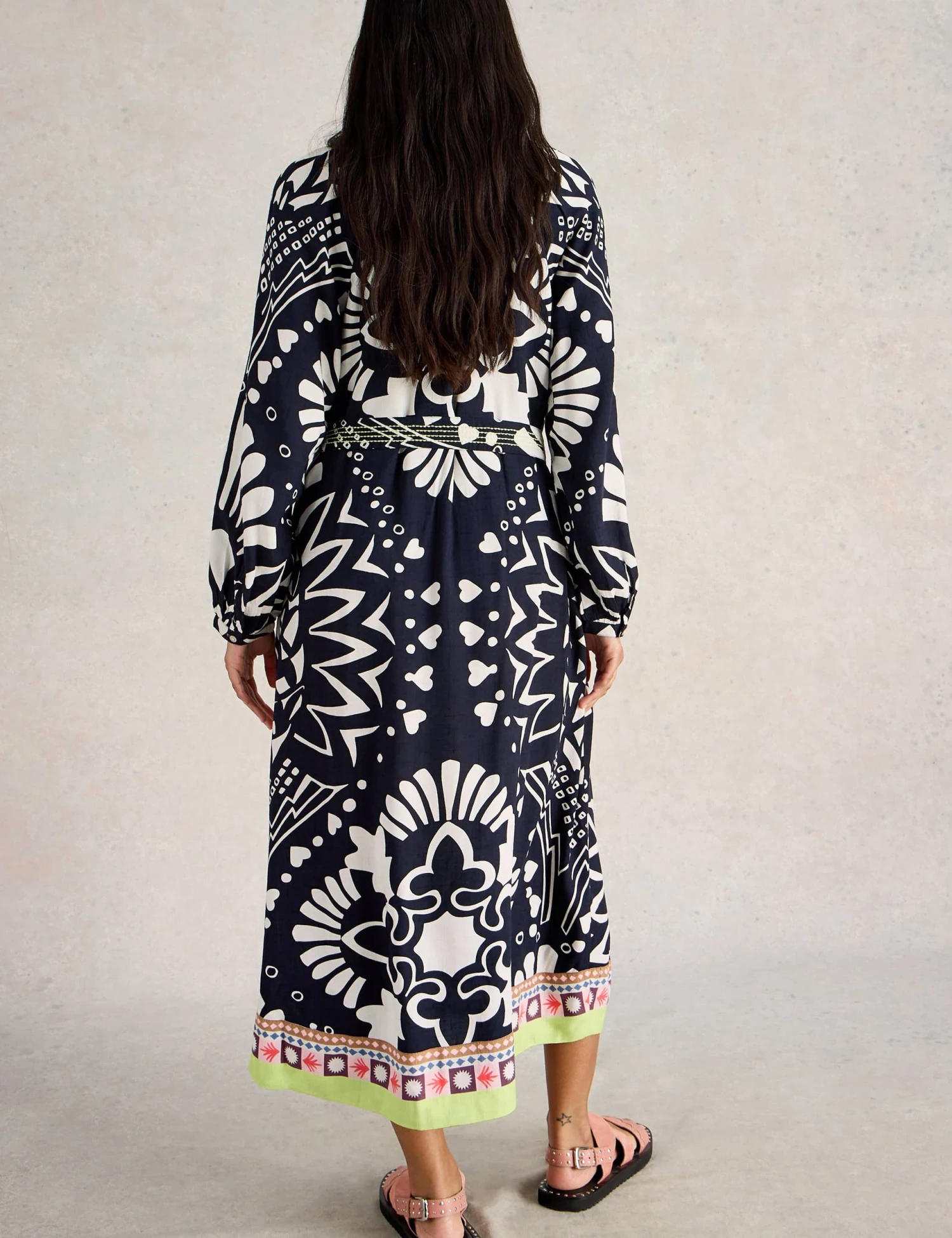 WHITE STUFF Printed V-Neck Midi Kaftan Dress 3 WHITE STUFF Printed V-Neck Midi Kaftan Dress - Image 3