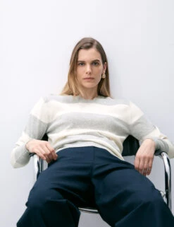 Pure Cashmere Striped Crew Neck Jumper