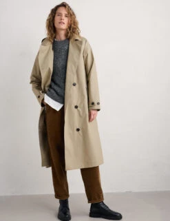 Pure Cotton Belted Double Breasted Trench Coat