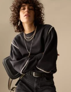 Pure Cotton Blouson Sleeve Sweatshirt