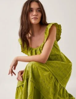 MONSOON Pure Cotton Broderie Square Neck Tiered Dress -Cyberjammies Store Pure Cotton Broderie Square Neck Tiered Dress 3