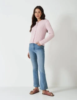 Pure Cotton Cable Knit Crew Neck Cardigan -Cyberjammies Store Pure Cotton Cable Knit Crew Neck Cardigan 2