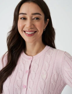 Pure Cotton Cable Knit Crew Neck Cardigan -Cyberjammies Store Pure Cotton Cable Knit Crew Neck Cardigan 4