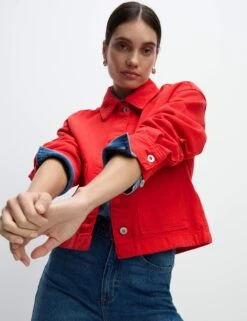 Pure Cotton Cropped Denim Shacket -Cyberjammies Store Pure Cotton Cropped Denim Shacket 5