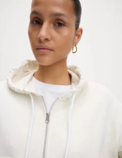 Pure Cotton Cropped Zip Through Hoodie