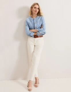 Pure Cotton Denim Collarless Jacket -Cyberjammies Store Pure Cotton Denim Collarless Jacket 3