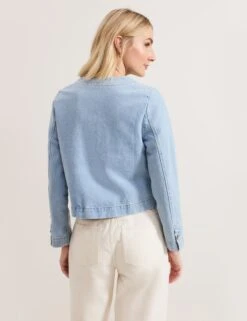 Pure Cotton Denim Collarless Jacket -Cyberjammies Store Pure Cotton Denim Collarless Jacket 5