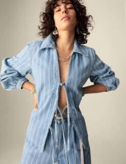 Pure Cotton Denim Striped Wide Leg -Cyberjammies Store Pure Cotton Denim Striped Wide Leg 2