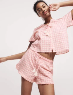 Pure Cotton Dobby Gingham Pyjama Shorts